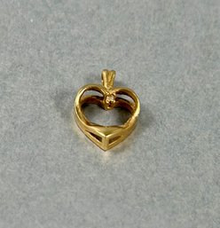 14k Yellow Gold Heart Pendant With Small Diamond