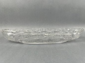 Vintage Heisey Etched Glass Relish Dish.