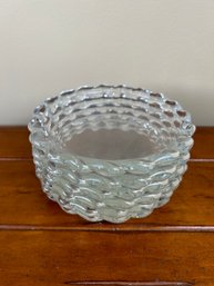 Set Of 6 Clear Glass Dessert - Salad Plates With Twisted Rim Design