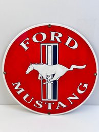 Ford Mustang Round Porcelain Sign.