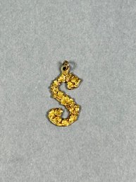 14K Yellow Gold Nuggets Over Sterling Silver S-Pendant