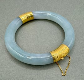 14k Gold Jade Bracelet With Safety Chain