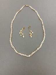 Freshwater Pearls With 14k Gold Filled Clasp And Matching Earrings