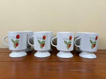 Set Of 8 L. Bernardaud Limoges Strawberry Pattern Mug