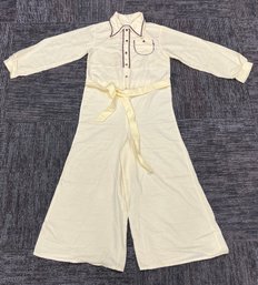 Vintage Montgomery Ward Cream And Brown Lace Jumpsuit