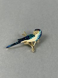 Vintage Enamel Parrot Brooch