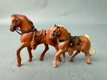 2 Small Metal Horses