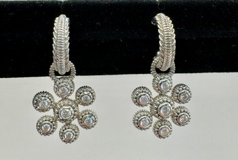 Judith Ripka Sterling Pierced Earrings With CZ Stones