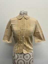 Vintage Checkered Button Up Blouse Shirt