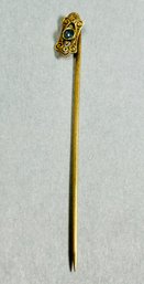 14k Yellow Gold Stick Pin With Blue Stone