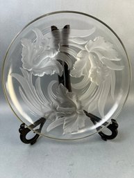 Verlys Glass Platter With Lillies.