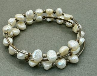 Twisty Sterling And Pearl Bracelet By Pia