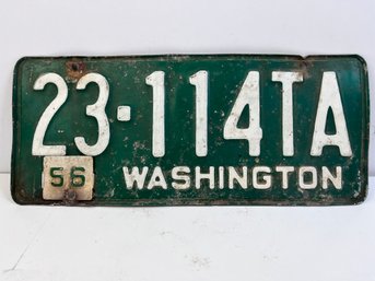 1954 Washington State License Plate With 1956 Metal Tab.
