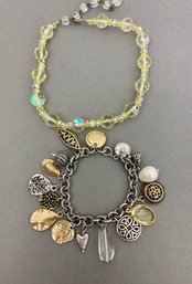 Charm Bracelet And Glass Necklace