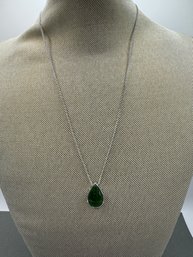 Sterling Chain With A Nephrite Jade Pendant