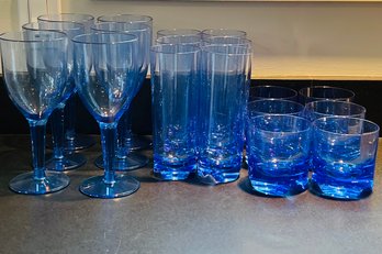 Blue Plastic Drinking Glasses Set Of 18