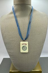 Blue String Necklace With Joker Pendant