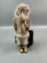 Pacific Coast Native - Doll With Bone Face And Fur Clothing