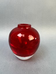 Red Glass Apple Shaped Vase.