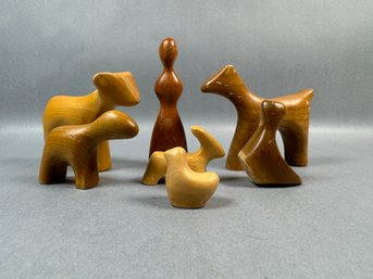 Wood Figures - Animals Plus Woman Figure - Might Be By Antonio Vitali