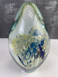 Signed Hand Blown Art Glass Multi Color Orb