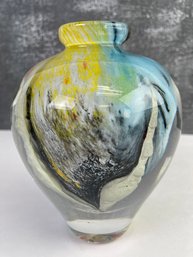 Signed Hand Blown Art Glass Multi Color Vase *local Pickup Only*