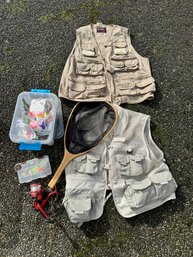Lot Of Fishing Items: Net Vests And More *Local Pick-up Only*