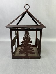 Outside Metal Candle Lantern With Cutout Animal Figures