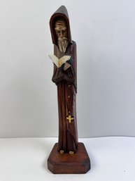 Carved Wood Holy Man Reading The Bible.