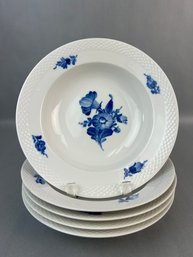 Five Royal Copenhagen Braided Blue Flower Rimmed Soup