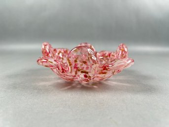 Small Pink And Gold Murano Dish