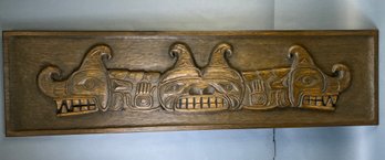 Vintage Salish PNW Wood Carving Signed HLM.