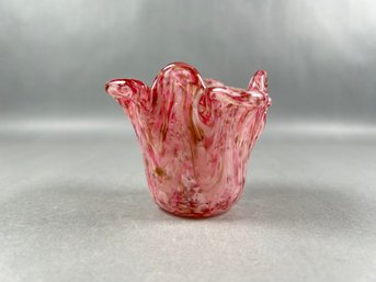 Small Pink And Gold Murano Bud Vase