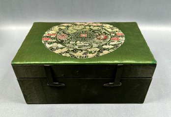 Vintage Asian Embroidered Jewelry Box