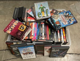 Large Bin Lot Of Movie DVDs