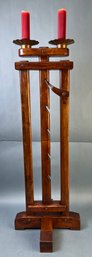 Vintage Hand Made Wood Adjustable Height Double Candle Holder.