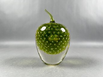 Controlled Bubble Green Apple Paperweight