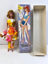 Vintage Midge Doll By Mattel With Original Box.