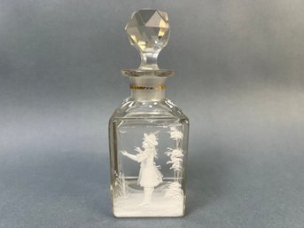 Vintage Hand Painted Small Crystal Decanter.