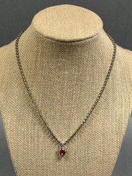 Delicate Costume Rhinestone Necklace With Pink Center Stone