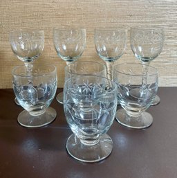 Lot Of 8 Crystal Engraved Cocktail Glasses *LOCAL PICKUP ONLY - NO SHIPPING*