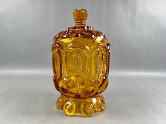 Amber Moon And Stars Lidded Jar By Smith Glass