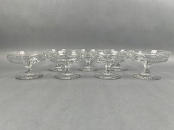 7 Vintage Heisey Flat Panel Champagne Glasses.