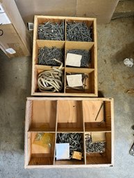 Four Wood Boxes Of Nails