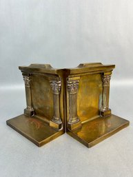 Neoclassical Brass Over Copper Bookends