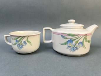 Porcelain Teapot And Matching Cup.