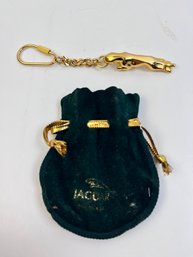 Gold Tone Jaguar Owners Keychain With Velour Carry Bag.