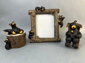 Bearfoots Bear Collection Box, Bears In Chairs And A Frame.