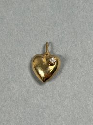 14K Yellow Gold Heart With Diamond Accent Pendant