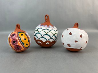 Three Handmade Studio Pottery Christmas Ornaments